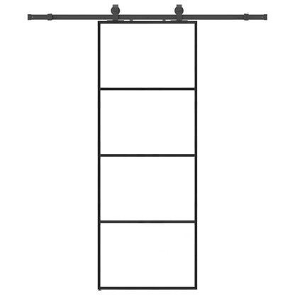 vidaXL Sliding Door with Hardware Set Black 76x205 cm ESG Glass