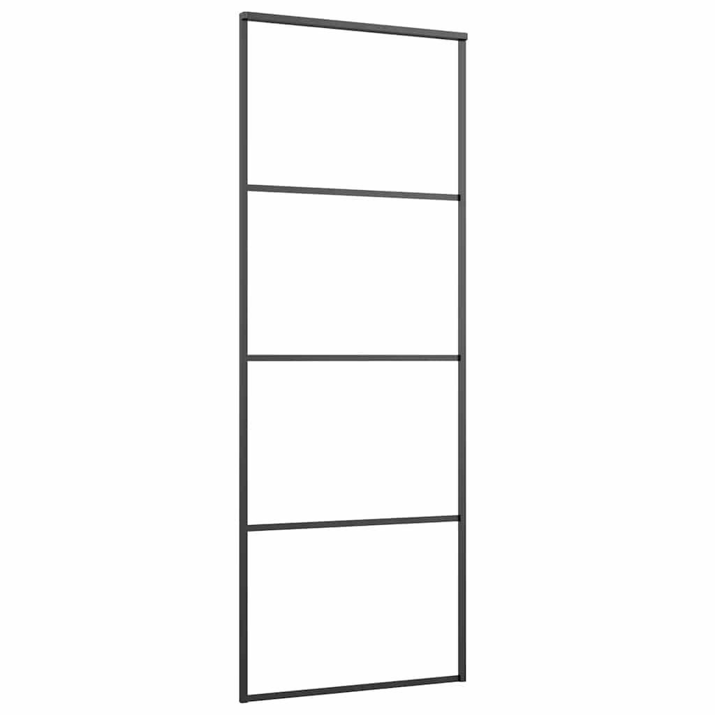 vidaXL Sliding Door with Hardware Set Black 76x205 cm ESG Glass