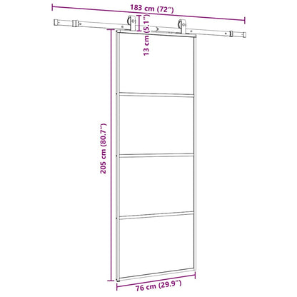 vidaXL Sliding Door with Hardware Set Black 76x205 cm ESG Glass