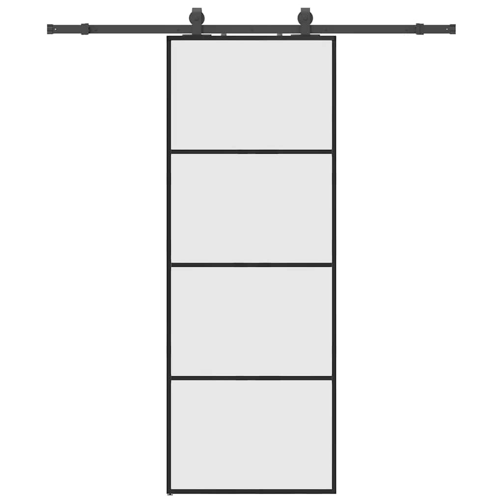 vidaXL Sliding Door with Hardware Set Black 76x205 cm ESG Glass