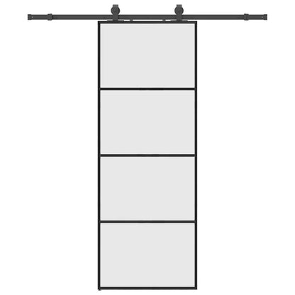 vidaXL Sliding Door with Hardware Set Black 76x205 cm ESG Glass