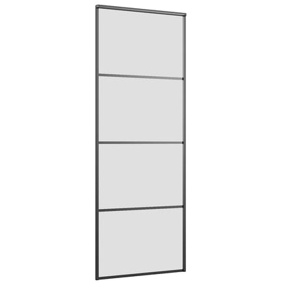 vidaXL Sliding Door with Hardware Set Black 76x205 cm ESG Glass