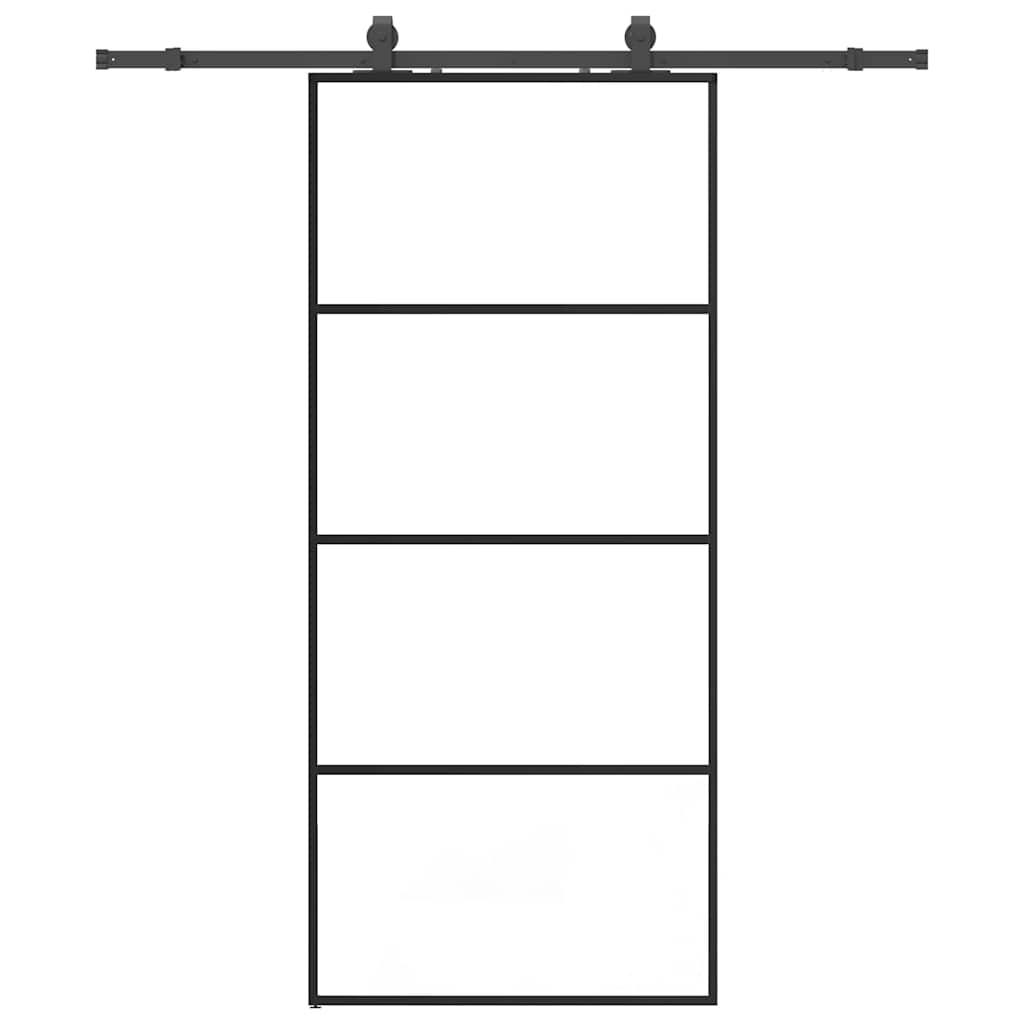 vidaXL Sliding Door with Hardware Set Black 90x205 cm ESG Glass