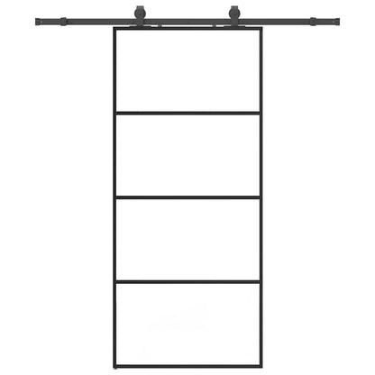 vidaXL Sliding Door with Hardware Set Black 90x205 cm ESG Glass