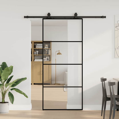 vidaXL Sliding Door with Hardware Set Black 90x205 cm ESG Glass