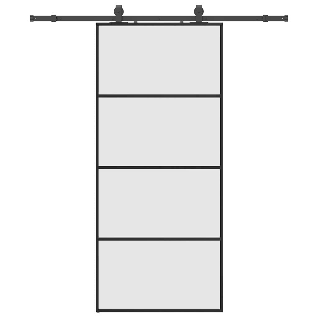 vidaXL Sliding Door with Hardware Set Black 90x205 cm ESG Glass