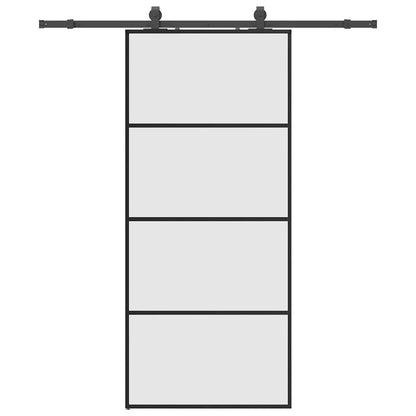 vidaXL Sliding Door with Hardware Set Black 90x205 cm ESG Glass