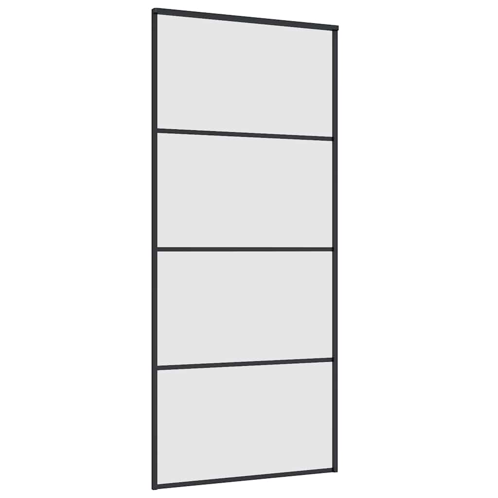 vidaXL Sliding Door with Hardware Set Black 90x205 cm ESG Glass