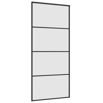 vidaXL Sliding Door with Hardware Set Black 90x205 cm ESG Glass