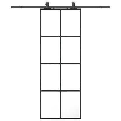vidaXL Sliding Door with Hardware Set Black 76x205 cm ESG Glass