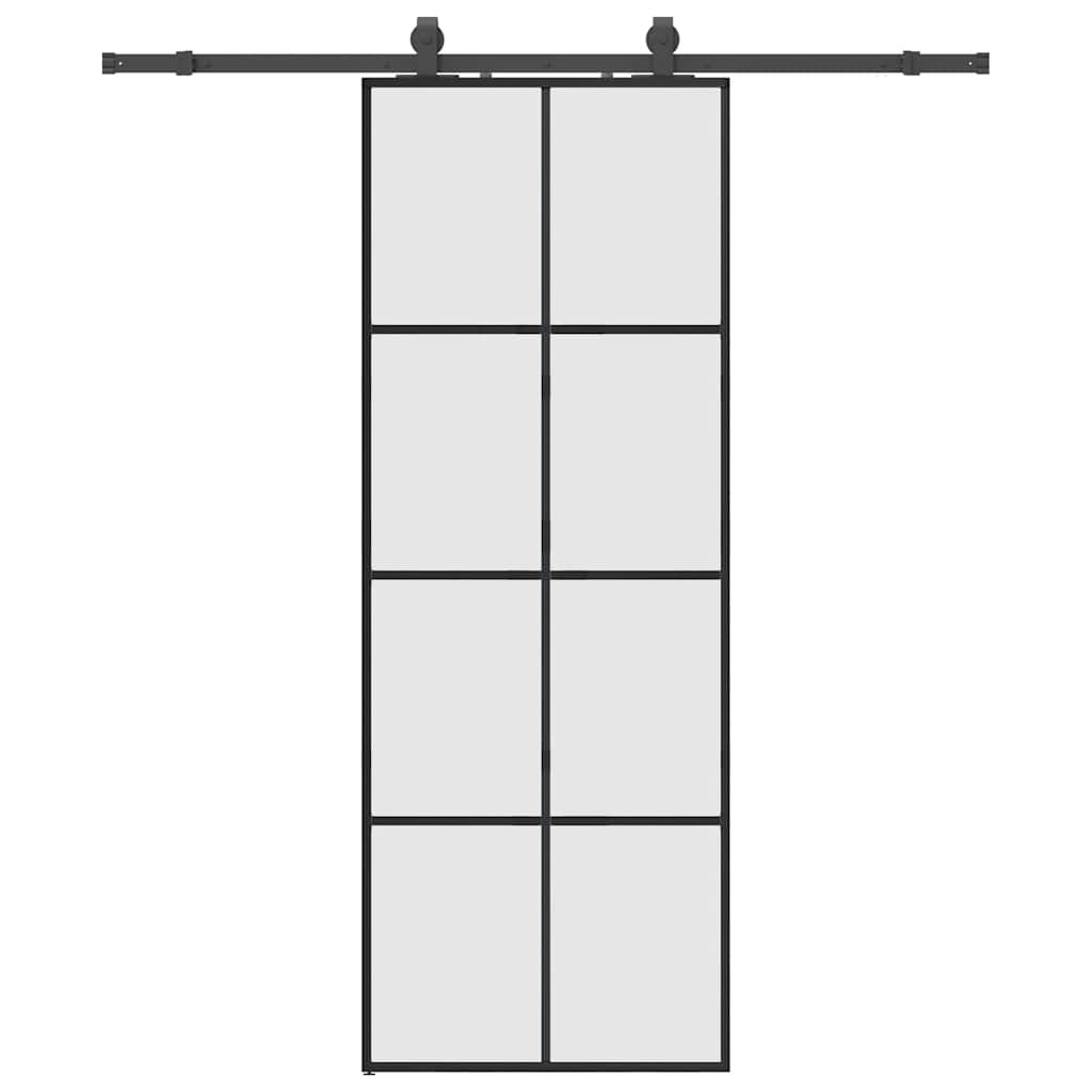 vidaXL Sliding Door with Hardware Set Black 76x205 cm ESG Glass