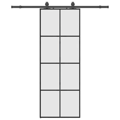 vidaXL Sliding Door with Hardware Set Black 76x205 cm ESG Glass
