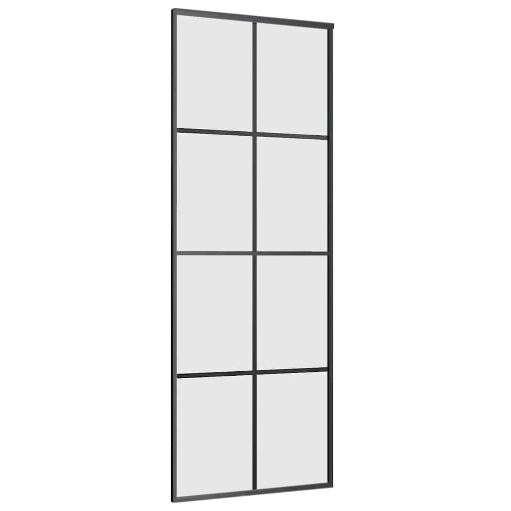 vidaXL Sliding Door with Hardware Set Black 76x205 cm ESG Glass