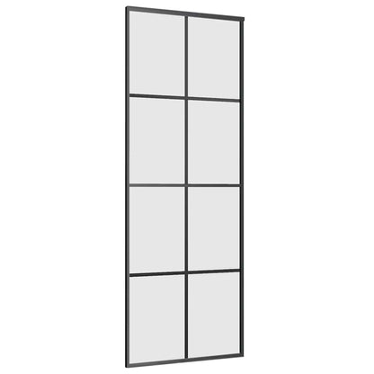 vidaXL Sliding Door with Hardware Set Black 76x205 cm ESG Glass