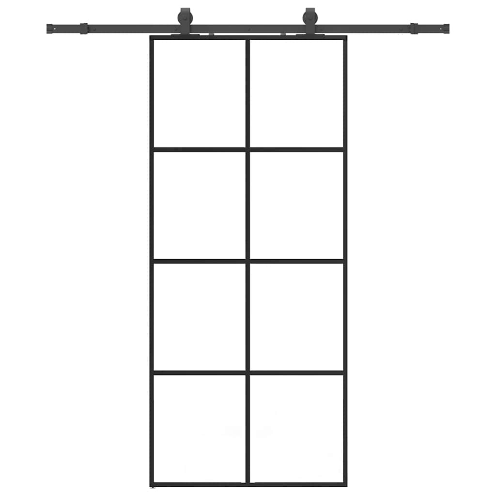 vidaXL Sliding Door with Hardware Set Black 90x205 cm ESG Glass
