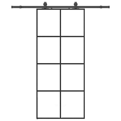 vidaXL Sliding Door with Hardware Set Black 90x205 cm ESG Glass