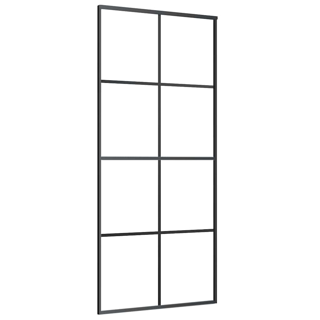 vidaXL Sliding Door with Hardware Set Black 90x205 cm ESG Glass