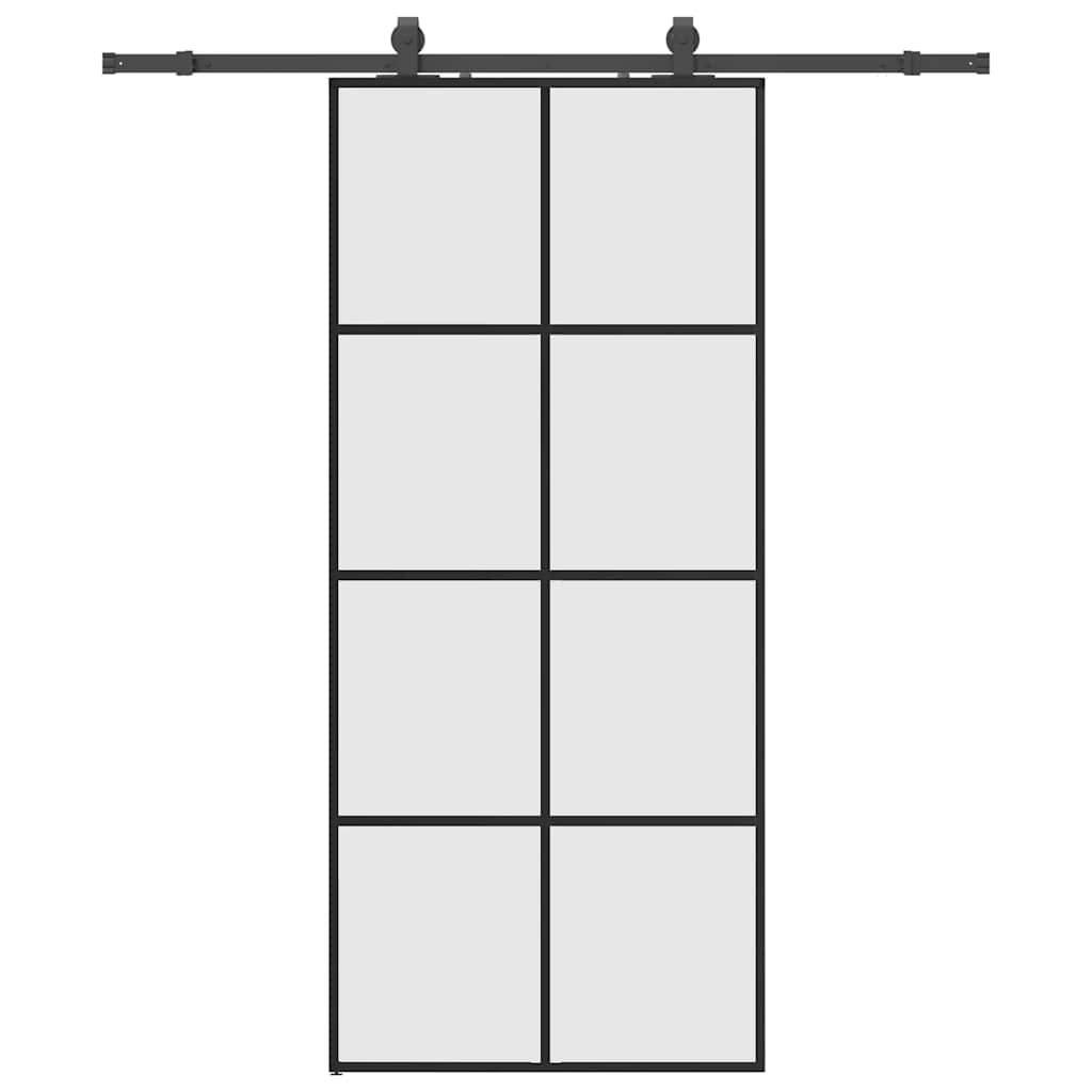 vidaXL Sliding Door with Hardware Set Black 90x205 cm ESG Glass