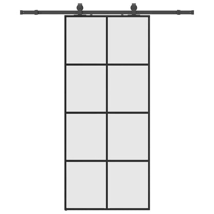 vidaXL Sliding Door with Hardware Set Black 90x205 cm ESG Glass