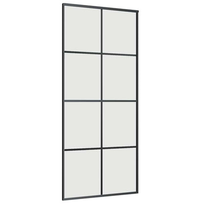 vidaXL Sliding Door with Hardware Set Black 90x205 cm ESG Glass