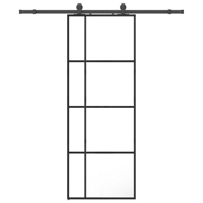 vidaXL Sliding Door with Hardware Set Black 76x205 cm ESG Glass