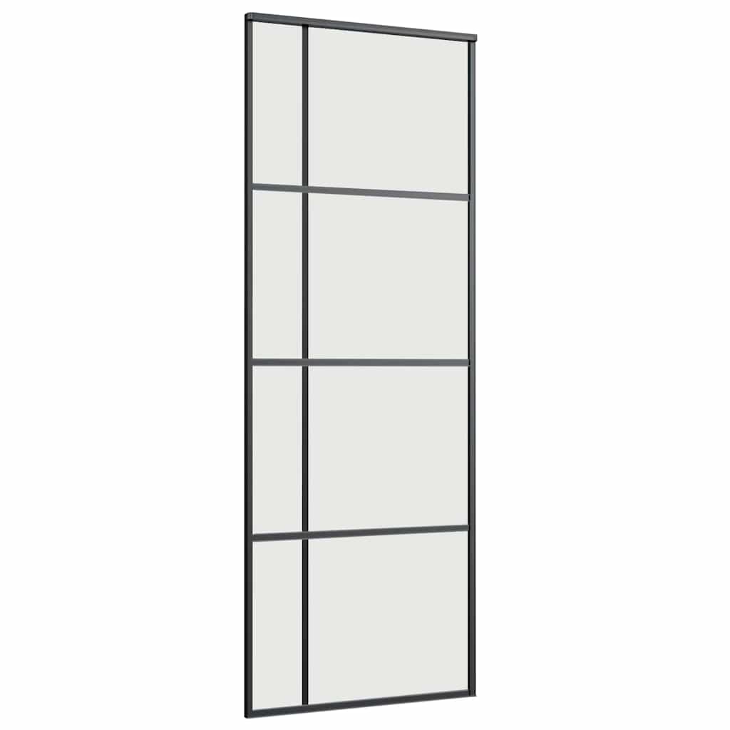 vidaXL Sliding Door with Hardware Set Black 76x205 cm ESG Glass