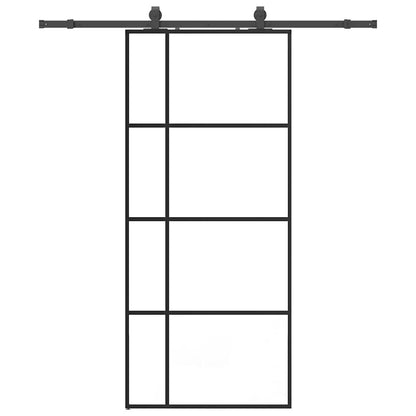 vidaXL Sliding Door with Hardware Set Black 90x205 cm ESG Glass
