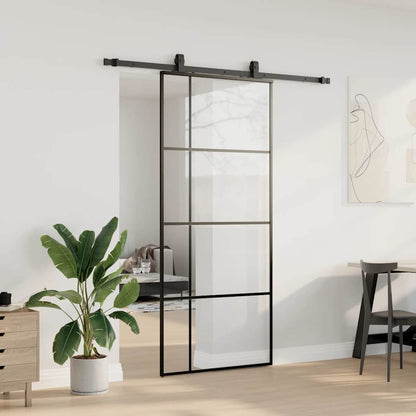 vidaXL Sliding Door with Hardware Set Black 90x205 cm ESG Glass
