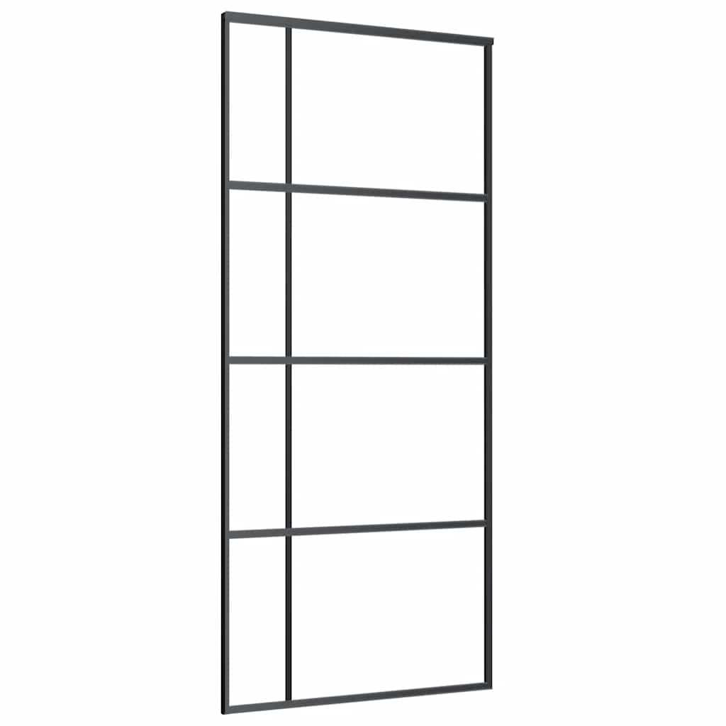 vidaXL Sliding Door with Hardware Set Black 90x205 cm ESG Glass