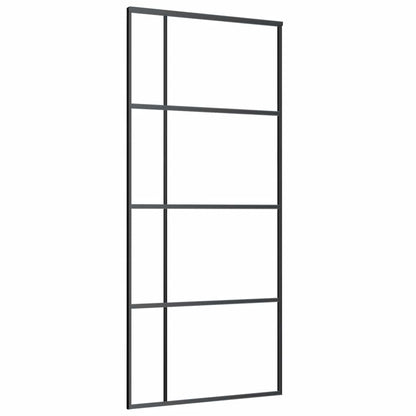 vidaXL Sliding Door with Hardware Set Black 90x205 cm ESG Glass