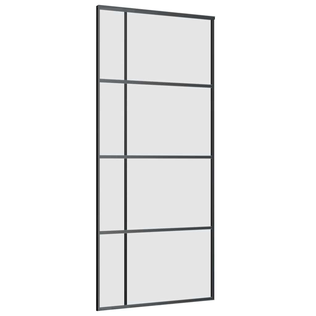 vidaXL Sliding Door with Hardware Set Black 90x205 cm ESG Glass