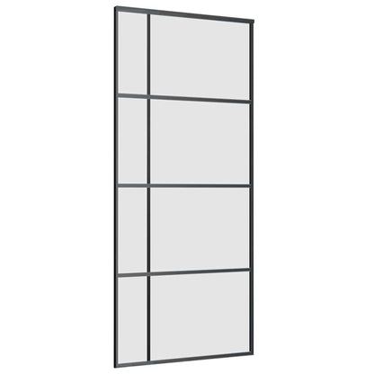 vidaXL Sliding Door with Hardware Set Black 90x205 cm ESG Glass