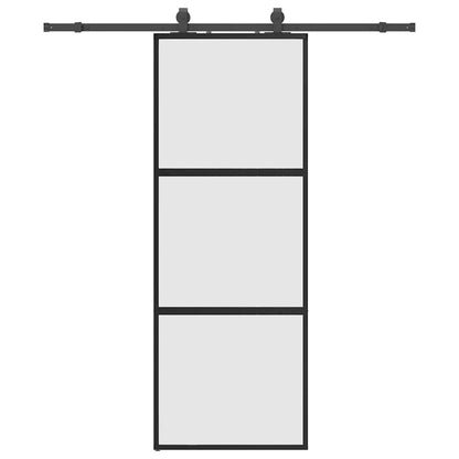 vidaXL Sliding Door with Hardware Set Black 76x205 cm Tempered Glass