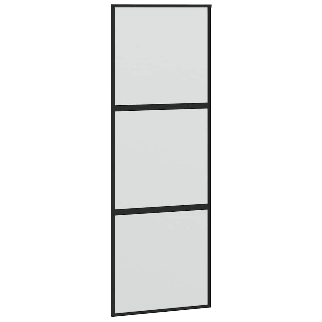 vidaXL Sliding Door with Hardware Set Black 76x205 cm Tempered Glass
