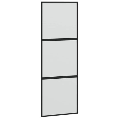 vidaXL Sliding Door with Hardware Set Black 76x205 cm Tempered Glass