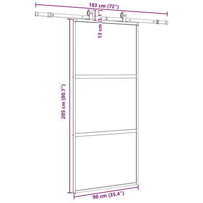 vidaXL Sliding Door with Hardware Set Black 90x205 cm Tempered Glass
