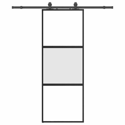 vidaXL Sliding Door with Hardware Set Black 76x205 cm Tempered Glass