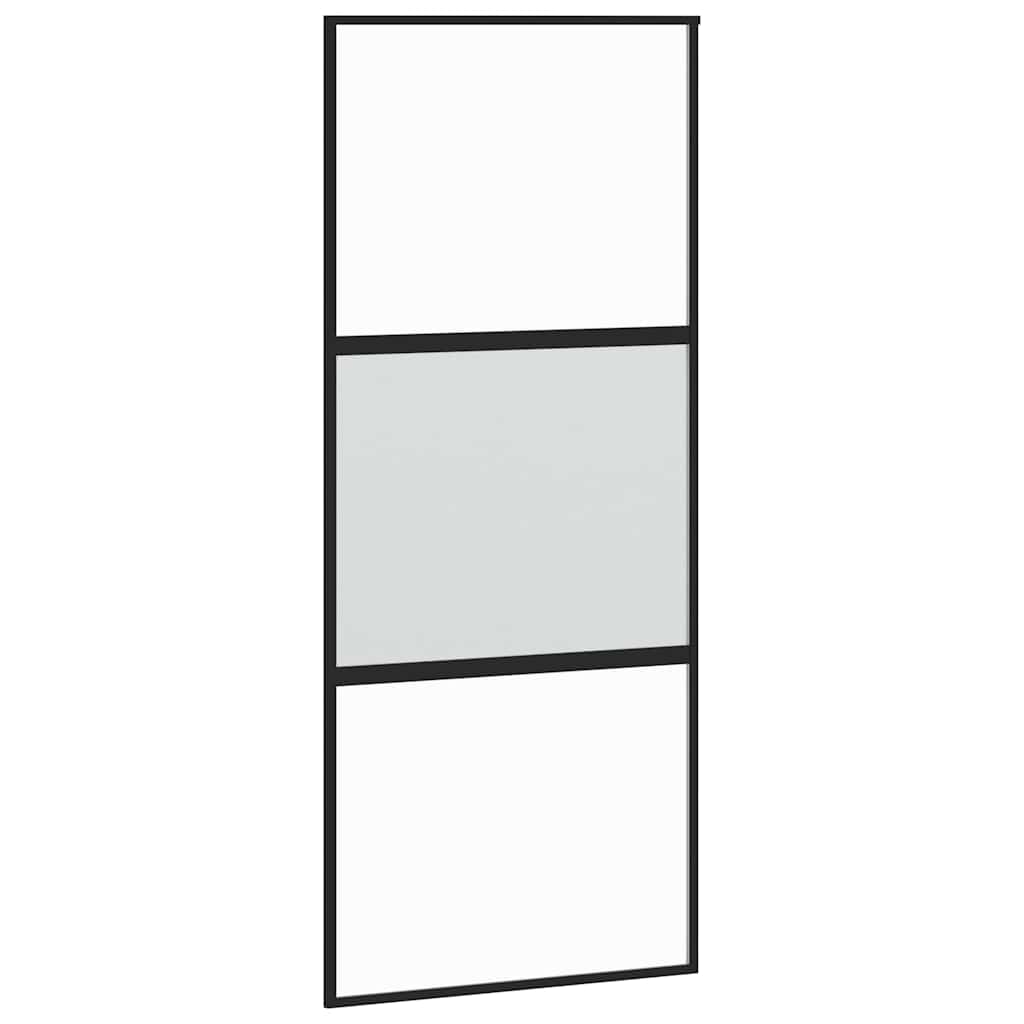 vidaXL Sliding Door with Hardware Set Black 90x205 cm Tempered Glass