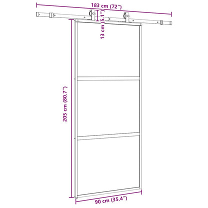 vidaXL Sliding Door with Hardware Set Black 90x205 cm Tempered Glass