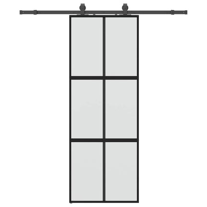 vidaXL Sliding Door with Hardware Set Black 76x205 cm Tempered Glass