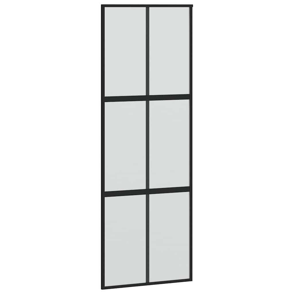 vidaXL Sliding Door with Hardware Set Black 76x205 cm Tempered Glass
