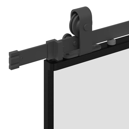 vidaXL Sliding Door with Hardware Set Black 76x205 cm Tempered Glass