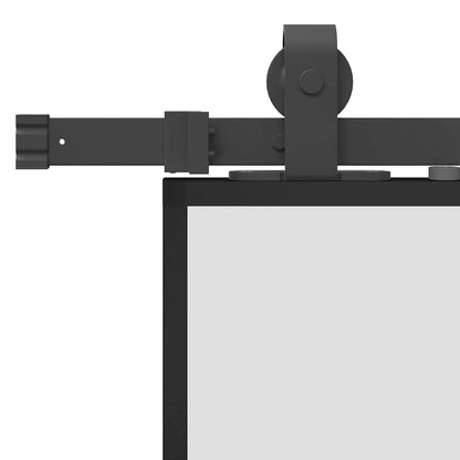 vidaXL Sliding Door with Hardware Set Black 76x205 cm Tempered Glass