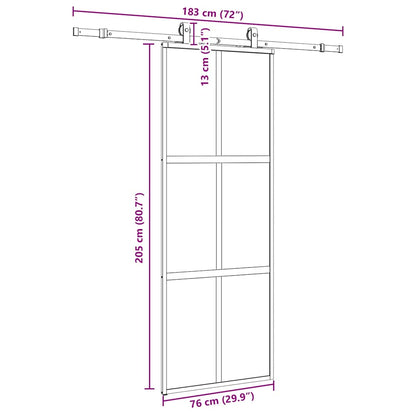 vidaXL Sliding Door with Hardware Set Black 76x205 cm Tempered Glass