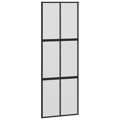 vidaXL Sliding Door with Hardware Set Black 90x205 cm Tempered Glass