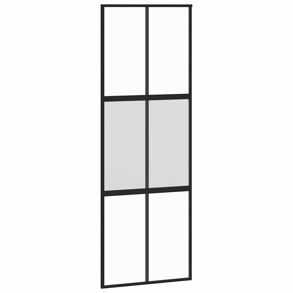 vidaXL Sliding Door with Hardware Set Black 76x205 cm Tempered Glass