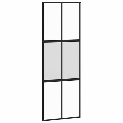 vidaXL Sliding Door with Hardware Set Black 76x205 cm Tempered Glass