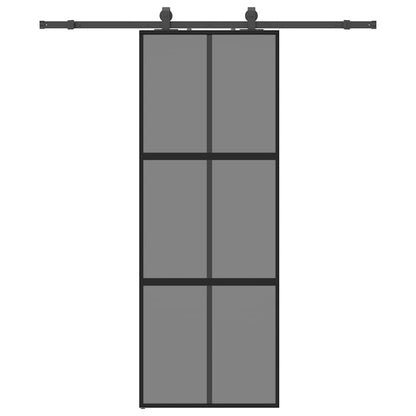 vidaXL Sliding Door with Hardware Set Black 76x205 cm Tempered Glass
