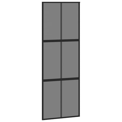 vidaXL Sliding Door with Hardware Set Black 76x205 cm Tempered Glass