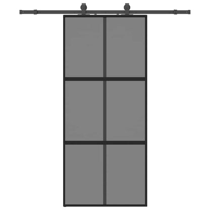 vidaXL Sliding Door with Hardware Set Black 90x205 cm Tempered Glass